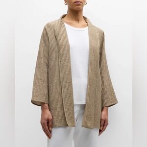 NWT Eileen Fisher Pleated Shimmer Open-Front Jacket Sz L